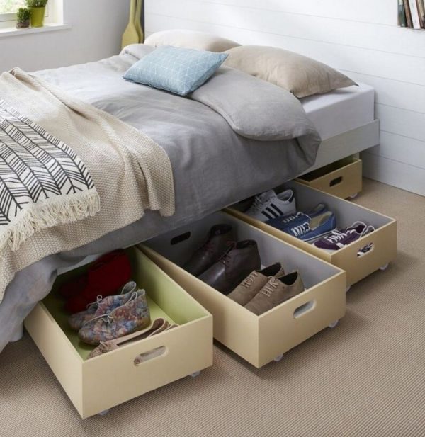 Storing shoes under the bed