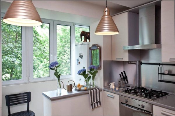 Kitchen and balcony together