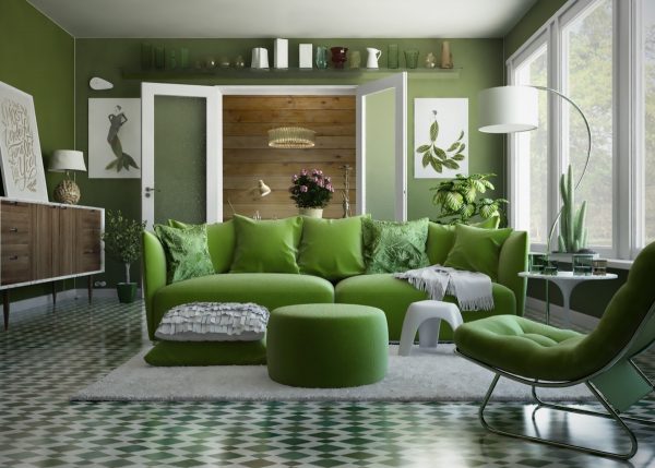 Couleur gris-vert à l'intérieur