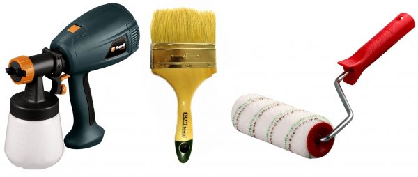 Brosse, rouleau, pistolet