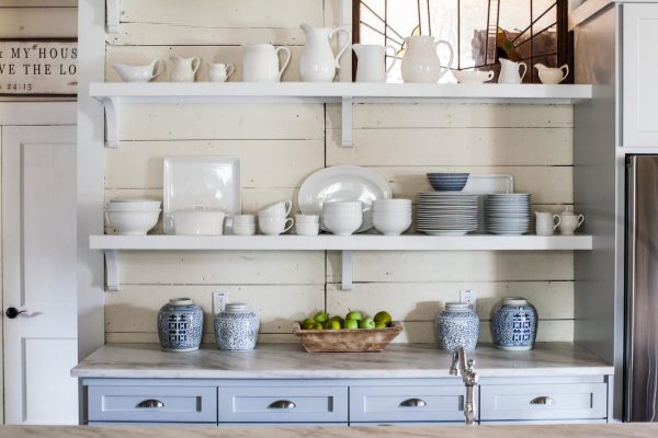 Scandinavian-style kitchen with open shelves