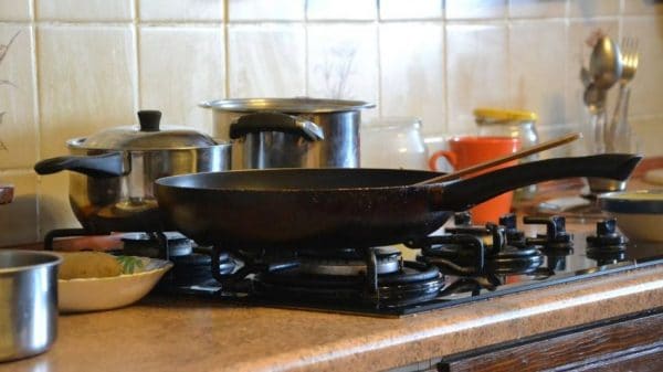 Pots and pans on the stove