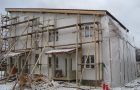 Stucco facade in winter